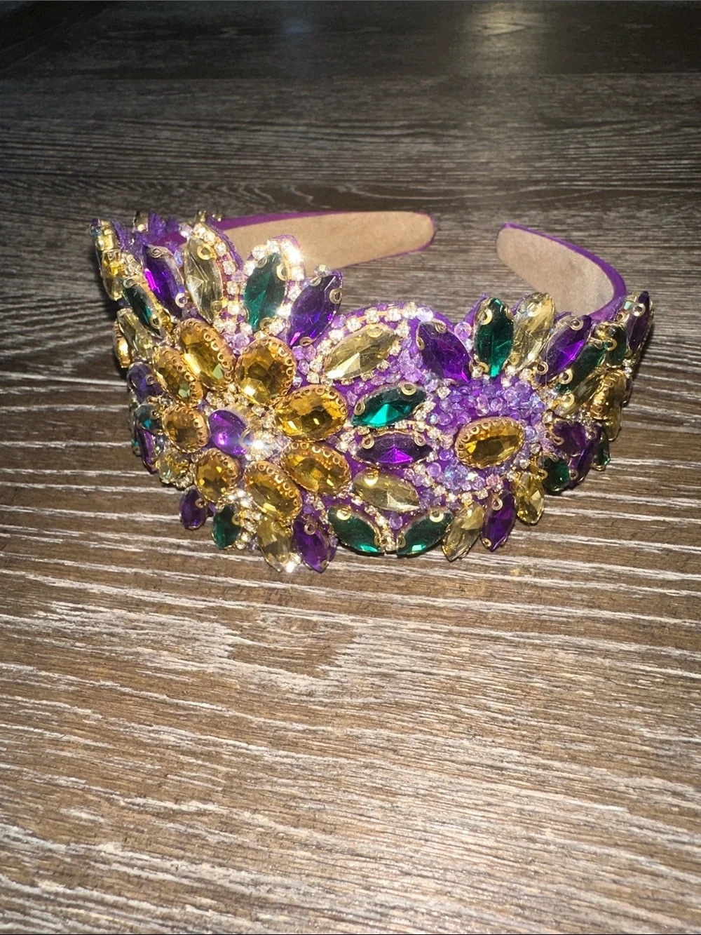 Embellished Purple Mardi Gras Crystal Headband